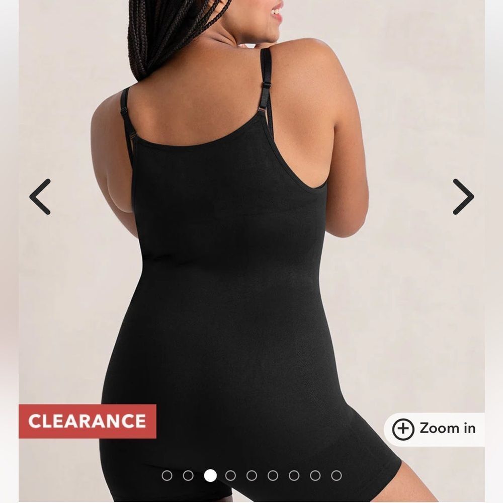 Shapermint Essentials Open Bust Bodysuit Shaper Short Black Med NWT in packaging